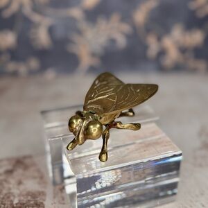 Estate Vintage Brass Fly Vesta Case Match Holder Trinket Ashtray 1950s